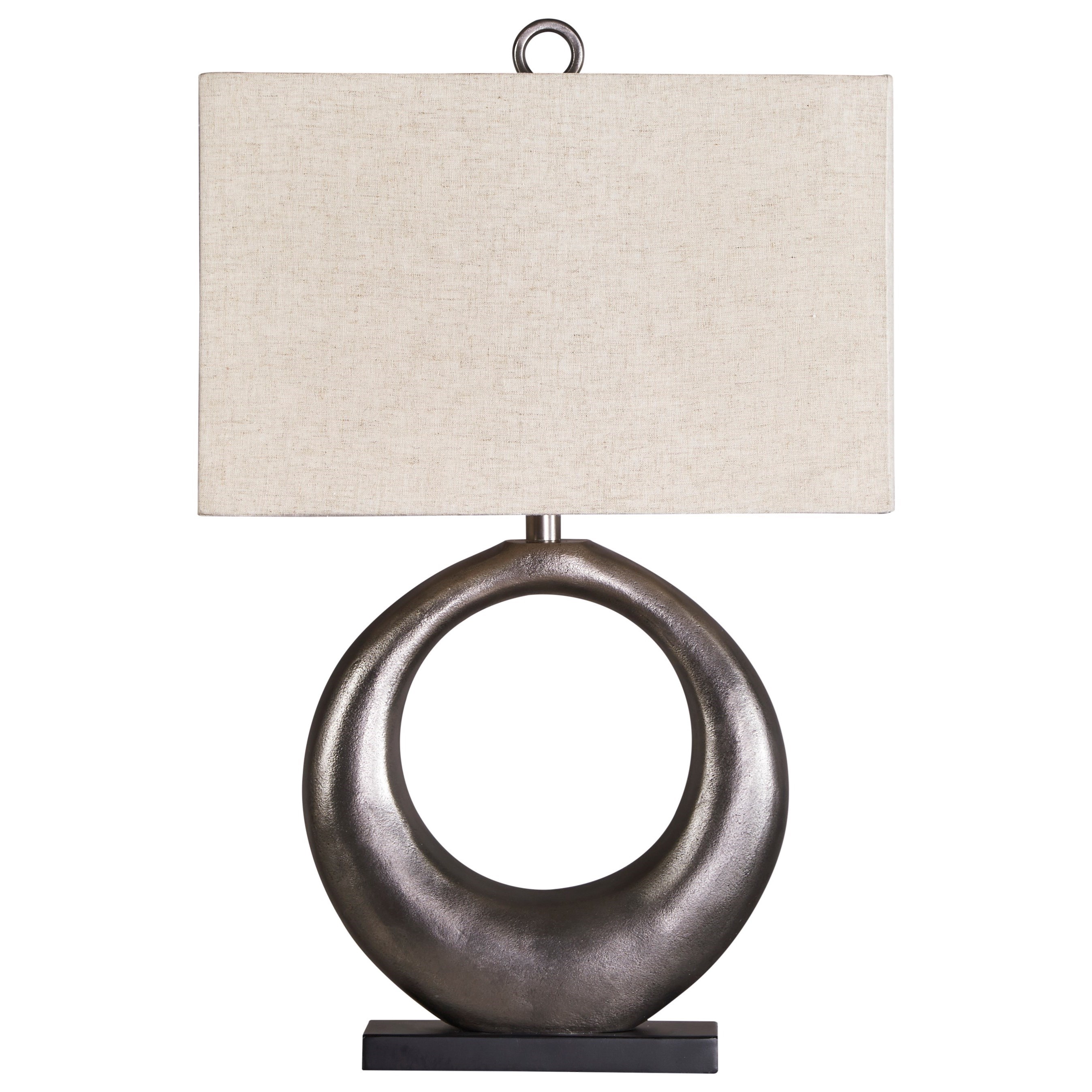 Signature Design by Ashley Lamps Contemporary L207394 Saria Antique Silver Finish Metal Table Lamp Wayside Furniture Mattress Lamp Table Lamp